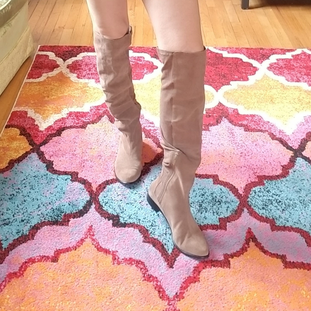 Knee high suede boots
